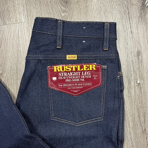 NWT Vintage 70s 80s Rustler Straight Leg Heavyweight Denim Jeans 36x32 Talon Zip - Picture 7 of 7