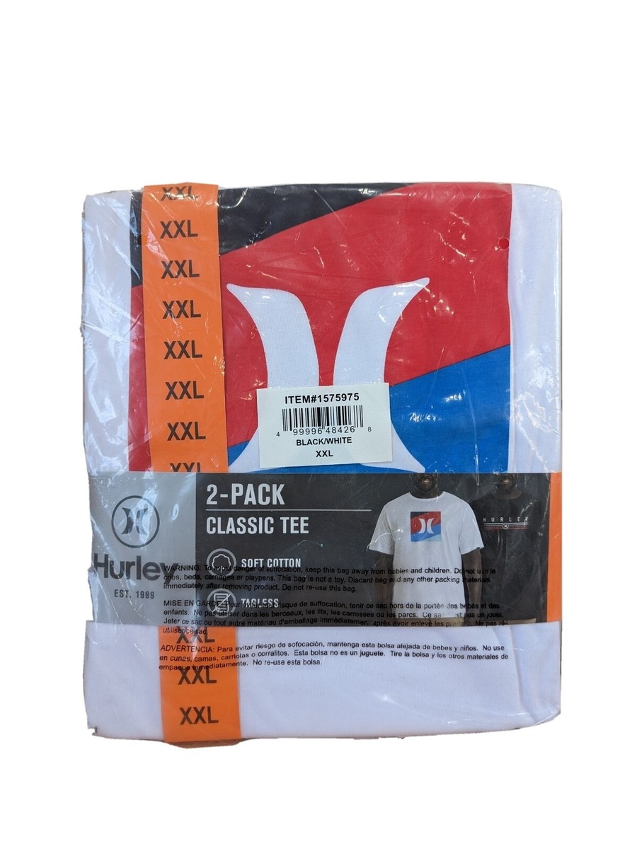 Hurley Men's Graphic Super Ultra Soft Tee 2 Pack -Black/White w
