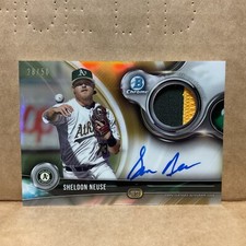 2018 Bowman Chrome Autograph Relics Gold Refractors Sheldon Neuse Patch Auto /50