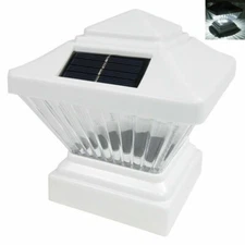 1-Pack Black or White 4x4 Square Solar Post Cap PVC Vinyl Deck Fence LED Lights