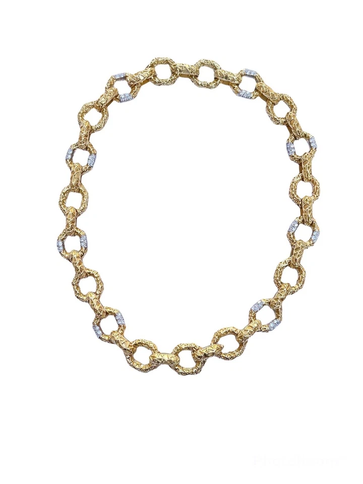 Raro collar/2 pulseras de cadena de oro con textura de diamante de 18 quilates Van Cleef & Arpels Foto 2 de 4