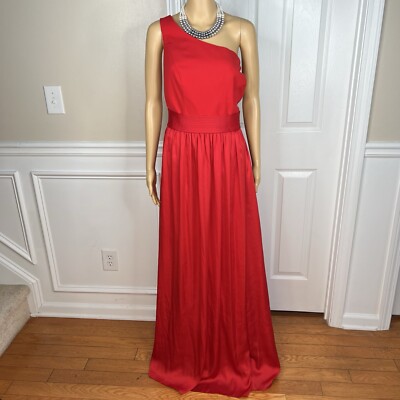 Vera Wang Polyester Formal Dress Size 20 Red One Shoulder Long Ball Belted  Gown | eBay