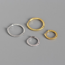 925 Sterling Silver Twisted Wire Small Hoop Huggie Earrings 11mm/15mm Gift A34