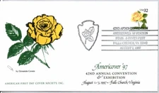 #3054 YELLOW ROSE STAMP, AFDCS AMERICOVER 8/2/97 STAMP SHOW COMVENTION COVER