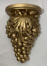Vtg Gold Corbel Plaster Wall Shelf Sconce Baroque Rococo Regency Grapes Italy?