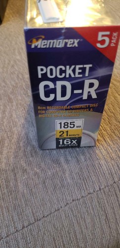 MEMOREX POCKET CD-R 185MB 21 MIN 16X 5 PACK - Picture 4 of 7