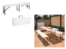 Folding Bench 72" W White Casual Cosco 14-419-WSP2