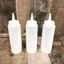 3 PACK 8 oz Plastic Squeeze Squirt Bottles Ketchup Mustard BBQ Sauce Condiments