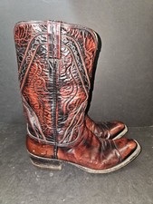 Vintage Lucchese San Antonio Cowboy Western Boots 1350 Mens Sz 10B Black Cherry