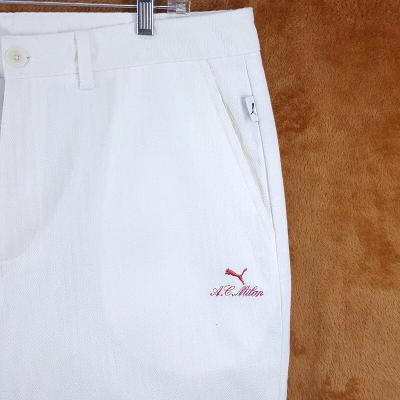 Pantalones PUMA para hombre talla 36 blancos ACM MMQ logotipo bordado AC Milan $125 Foto 2 de 4