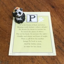 1985 Franklin Mint ~ Animal Alphabet Thimble Collection ~ Panda ~ Letter P ~ 