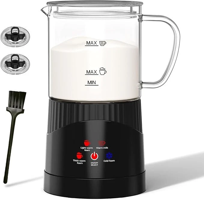 Milk Frother Electric,4 in 1 Milk Frother and Steamer,14OZ Warm and Cold Foam