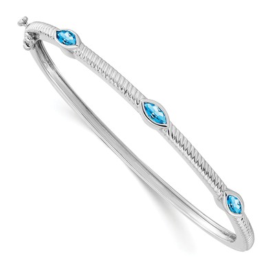 Lex & Lu 14k Weißgold Blau Topas Armreif