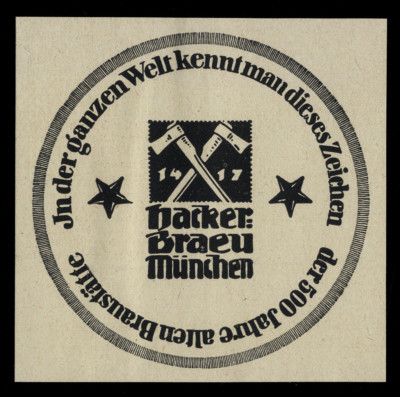 Alte Werbung 1919 Hacker-Bräu München 500 Jahre alte Braustätte Brauerei 