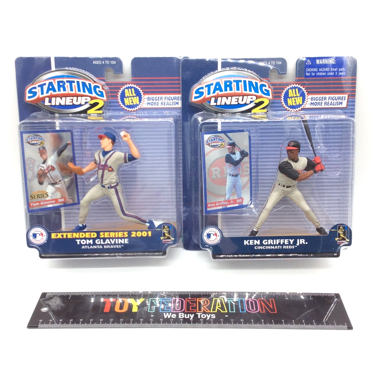 LOT OF 2 - Starting Lineup 2 TOM GLAVINE & KEN GRIFFEY JR 2001