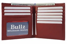 Genuine Leather Large Hipster Bifold Credit Card Id Men's Wallet Euro Burgundy