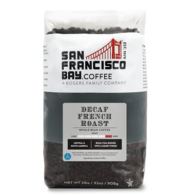 San Francisco Bay DECAF French Roast Whole Bean Coffee, Dark Roast, 32 Ounce