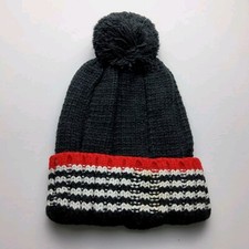 Chunky Stripe Knit Pom Beanie Knit Hat