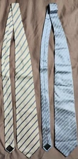 Lot of 2 Altea Milano Men's Gray Beige Striped 100% Silk Made in Italy