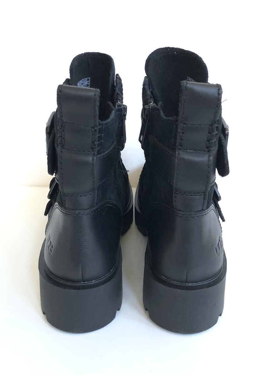 UGG ZORRAH BLACK SUEDE WATERPROOF LEATHER COMBAT BOOTS US 8.5 / EU