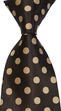 New Men's Classic Tie Polka Big Dot Brown JACQUARD WOVEN 100 Silk Necktie