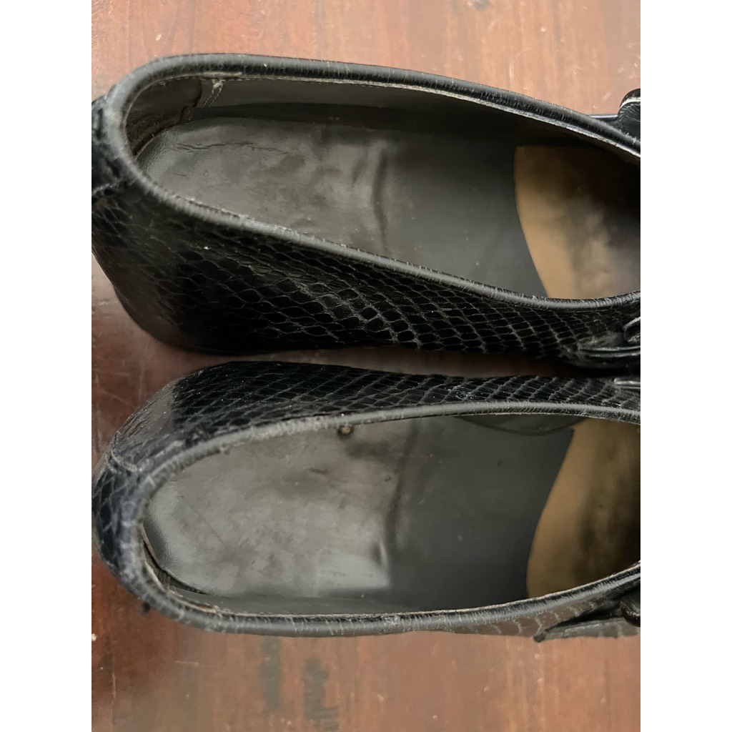 Mens Loafer Dress Shoes Black Snake Embossed Slip On Split  display picture 3