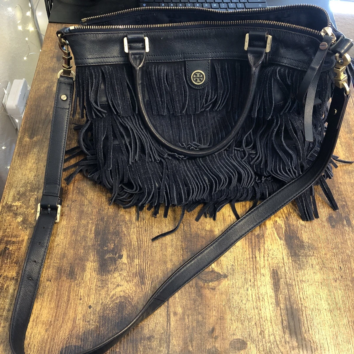 Navy blue top tory burch bag