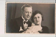 Vintage Postcard  RPPC Young Couple Wedding Photo or Formal Date ?? 