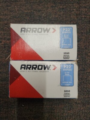 (Lot Of 2) Arrow Fastener 225 Genuine P22 5/16-Inch Staples, 5050 Per Pack