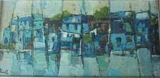Mid Century Modern Cityscape OIL PAINTING EXPRESSIONIST Signed Christl Hansen!