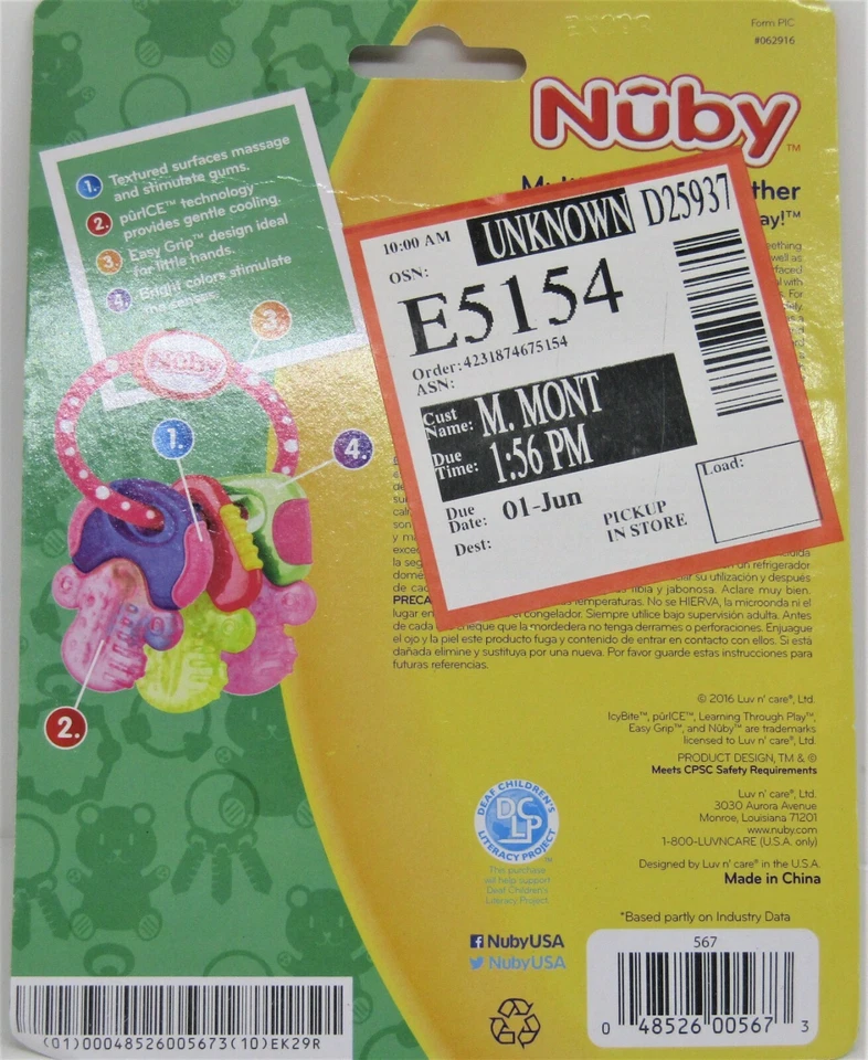 Nuby Icy 咬舒缓牙胶钥匙 3 个月以上完美粉红色新品! — 第 2/3 张图片