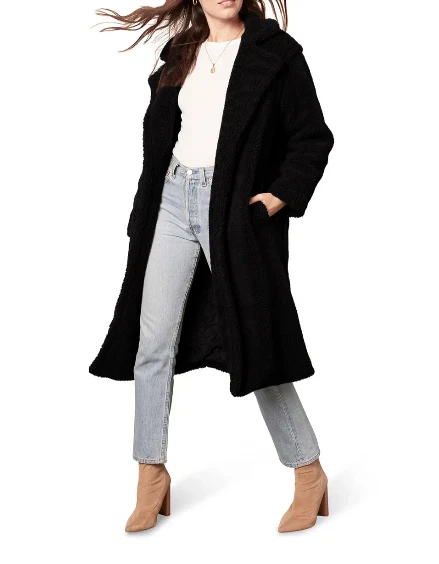 Abrigo BB Dakota Negro Peluche Imitación Piel Longline X2703 Talla Grande Foto 4 de 4