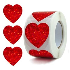 500 Pcs 1" Red Heart Stickers Valentine's Day Decorative Labels for Packaging