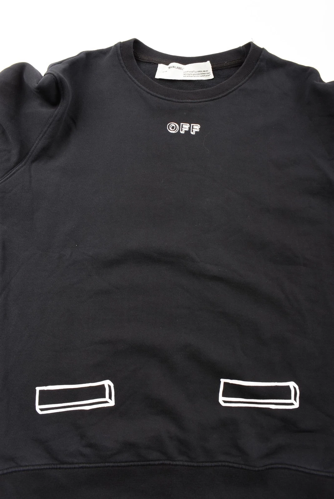 OFF WHITE Felpa maglione nero Main Label Off bianca Virgil Abloh 2013 taglia M