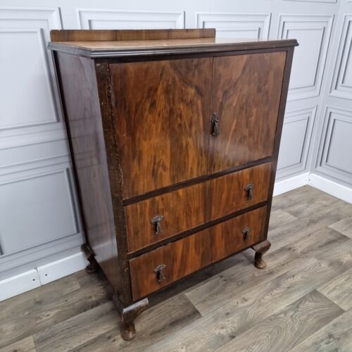 Retro Vintage Tall Boy Gentleman's Cabinet Linen Press Chest Drawers Buffet - Afbeelding 1 van 24