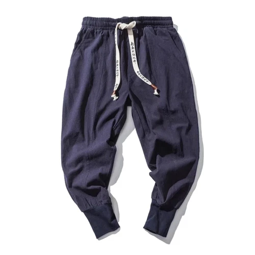 Lässige Herren Japanische Jogginghose Baumwolle Leinen Stretch Gummizug Hose Jogger - Bild 5 von 27