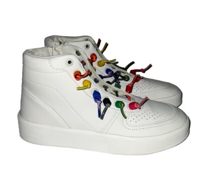 Desigual Fancy High Laces High Top White Rainbow Sneakers Desigual Fancy High Laces High Top White Rainbow Sneakers