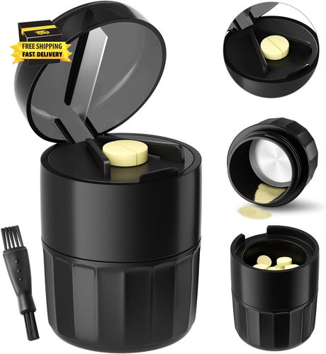 3-In-1 Pill Crusher Pill Grinder Pill Cutter with Storage Box, Pill Crusher Pill