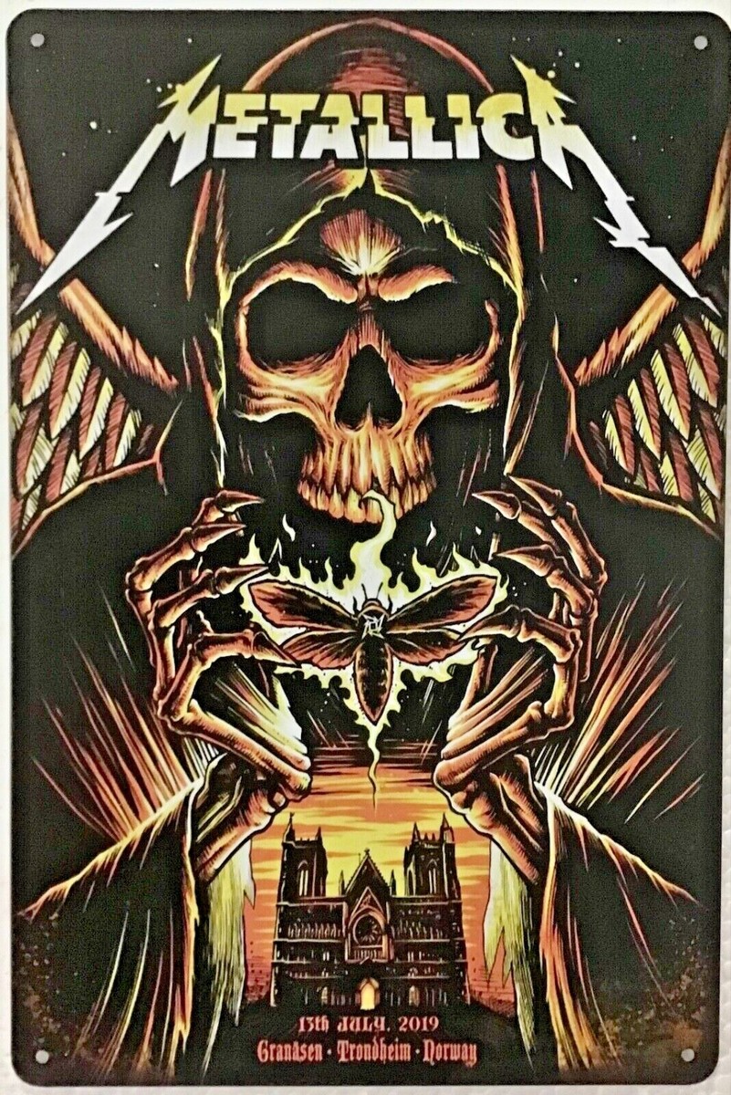 TIN SIGN 8x12 Rock roll band Metallica Grim reaper skull castle