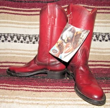 Womens VTG Nocona Wildflower Burgundy Leather Roper Cowboy Boots 5 A NEW in Box