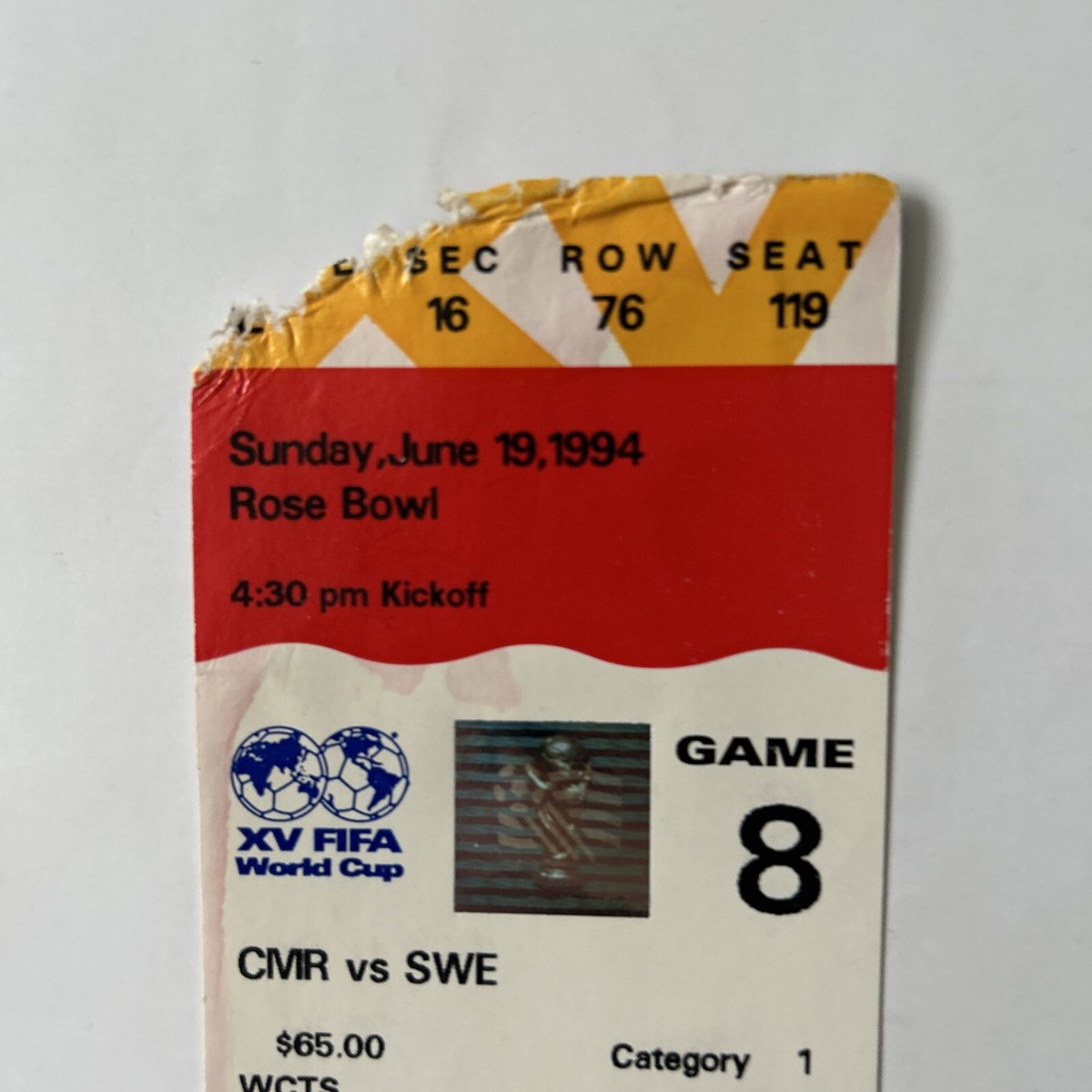 Vintage World Cup USA 1994 Ticket Game 8/50 Lot FIFA Los Vintage World Cup USA 1994 Ticket Game 8/50 Lot FIFA Los