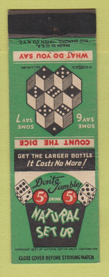 Matchbook Cover - Natural Set Up Soda Drink