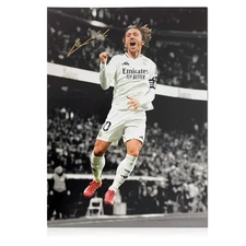 Luka Modric Signed Real Madrid Football Photo: Goal Celebration (Mono)