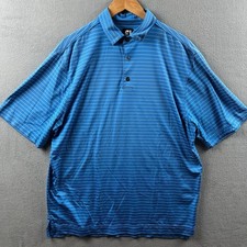 Footjoy Shirt Mens Large Blue Striped Golf Polo Short Sleeve Performance Stretch