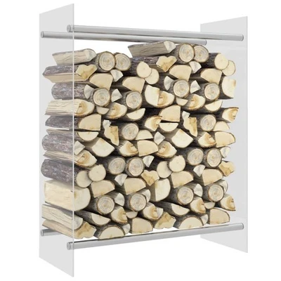 Portant de Bois de Chauffage Noir 40x35x100 cm Verre Trempé Support vidaXL - Photo 1/2