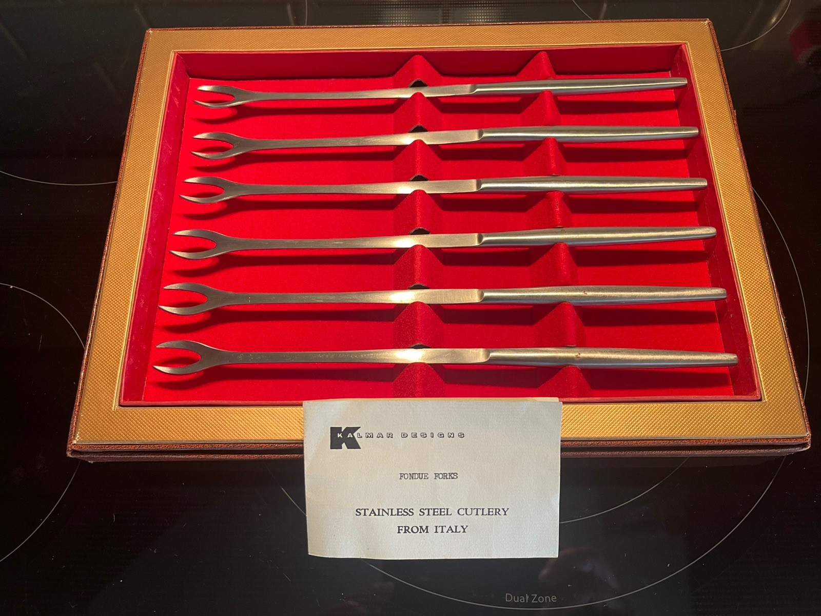 Set Of Six Vintage Fondue Forks Kalmar Designs Italy Original Box Excellent Cond
