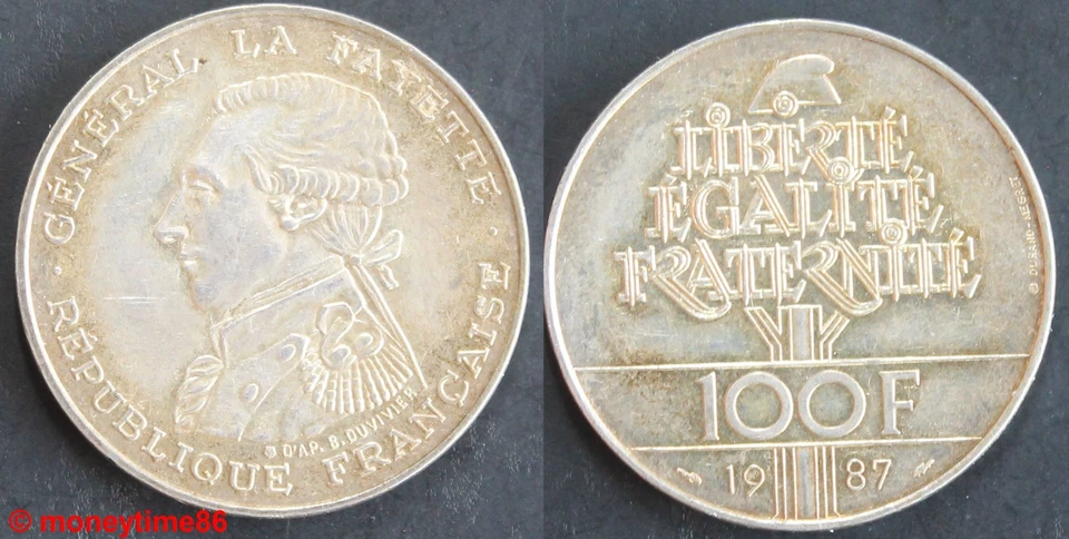 France ! 100 Francs argent, LAFAYETTE année 1987, en SUPERBE - Photo 1/1
