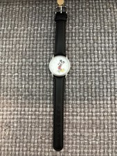 Disney Women's Watch Mickey Mouse White Dial Quartz Black Leather Band