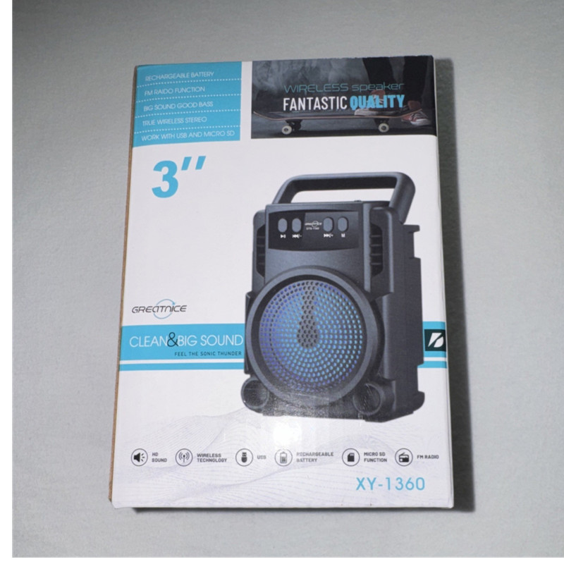 Greatnice XY-1360 Wireless Portable Speaker, USB, SD, FM, Black/Blue