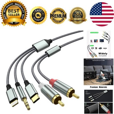 Versatile 3-in-1 RCA Audio Adapter - Lightning, USB-C & 3.5mm Compatibility